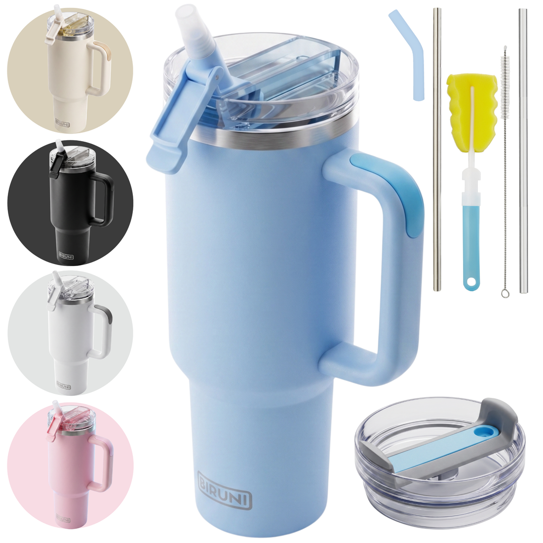 40 oz isolierter Becher mit Strohhalm und Deckel – doppelwandiger, vakuumisolierter Edelstahlbecher mit Deckel, Reisebecher, Becher, Thermobecher, Kaffeebecher für heiße und kalte Getränke