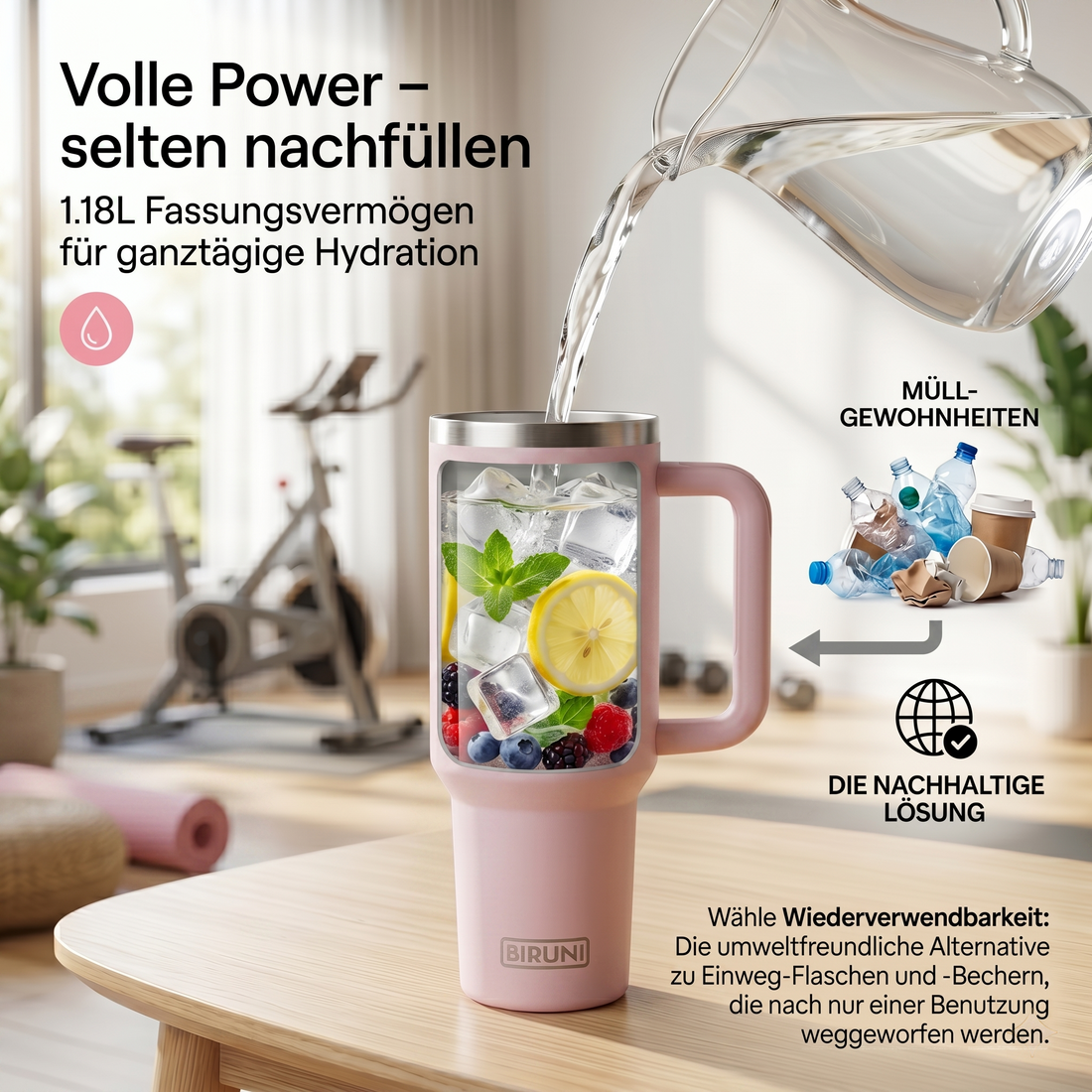 40 oz isolierter Becher mit Strohhalm und Deckel – doppelwandiger, vakuumisolierter Edelstahlbecher mit Deckel, Reisebecher, Becher, Thermobecher, Kaffeebecher für heiße und kalte Getränke