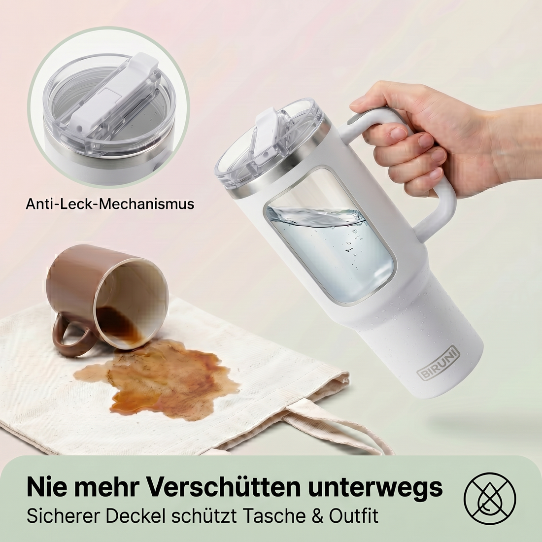 40 oz isolierter Becher mit Strohhalm und Deckel – doppelwandiger, vakuumisolierter Edelstahlbecher mit Deckel, Reisebecher, Becher, Thermobecher, Kaffeebecher für heiße und kalte Getränke