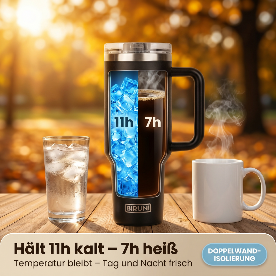 40 oz isolierter Becher mit Strohhalm und Deckel – doppelwandiger, vakuumisolierter Edelstahlbecher mit Deckel, Reisebecher, Becher, Thermobecher, Kaffeebecher für heiße und kalte Getränke