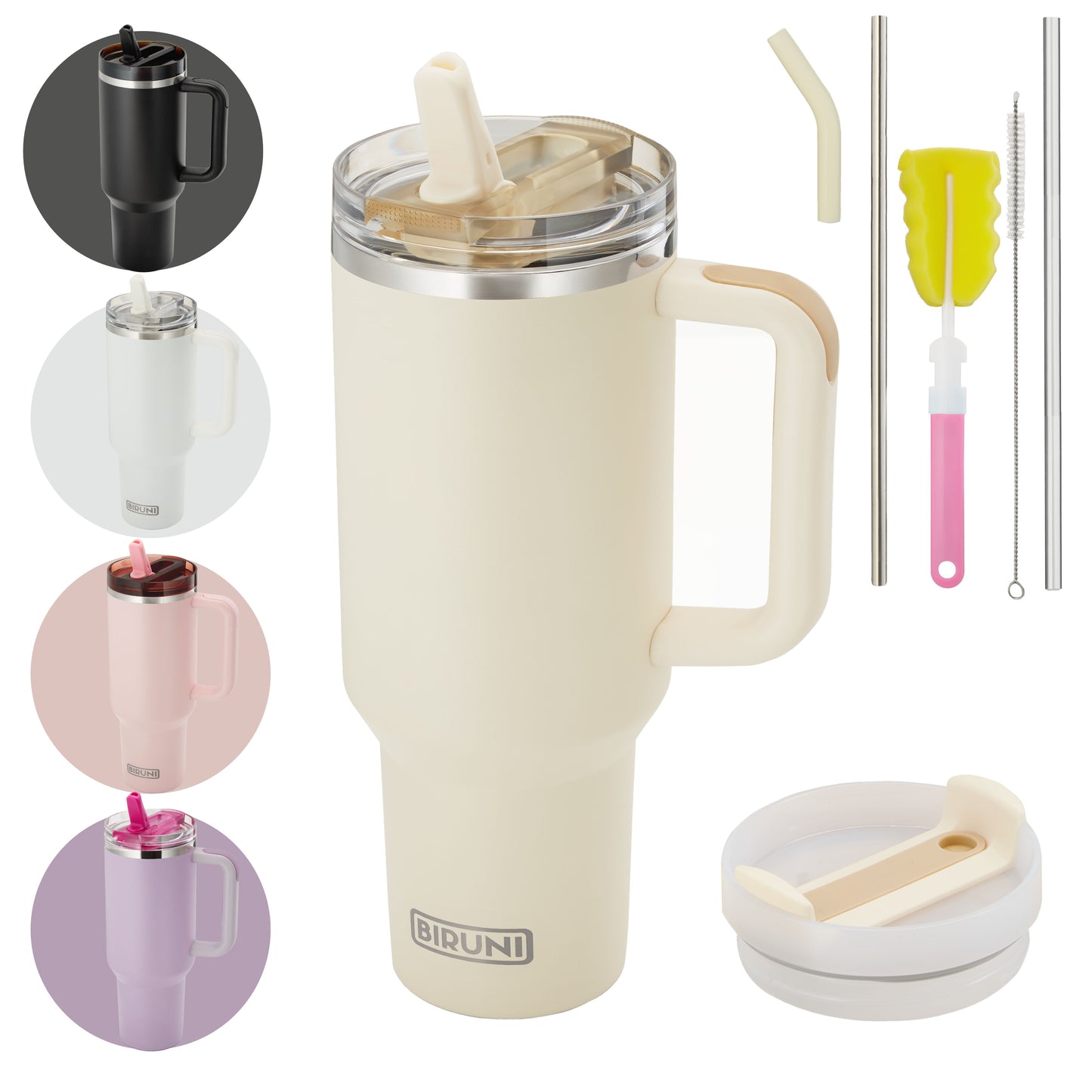 40 oz isolierter Becher mit Strohhalm und Deckel – doppelwandiger, vakuumisolierter Edelstahlbecher mit Deckel, Reisebecher, Becher, Thermobecher, Kaffeebecher für heiße und kalte Getränke