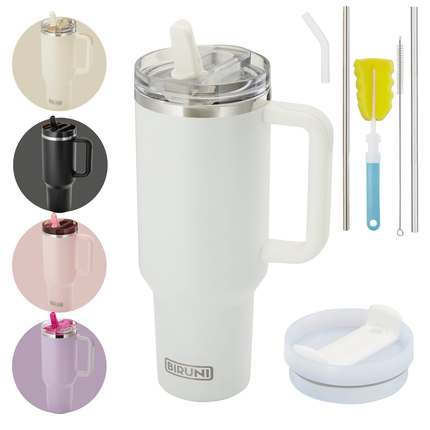 40 oz isolierter Becher mit Strohhalm und Deckel – doppelwandiger, vakuumisolierter Edelstahlbecher mit Deckel, Reisebecher, Becher, Thermobecher, Kaffeebecher für heiße und kalte Getränke