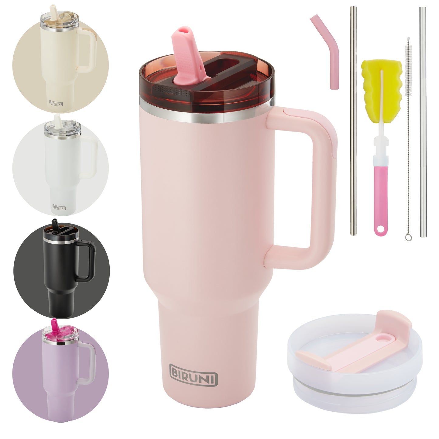 40 oz isolierter Becher mit Strohhalm und Deckel – doppelwandiger, vakuumisolierter Edelstahlbecher mit Deckel, Reisebecher, Becher, Thermobecher, Kaffeebecher für heiße und kalte Getränke