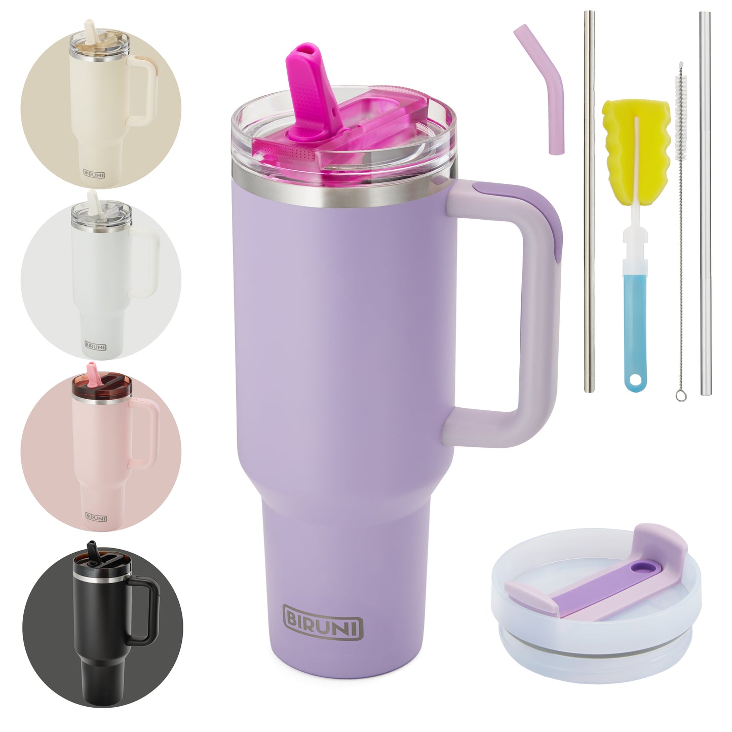 40 oz isolierter Becher mit Strohhalm und Deckel – doppelwandiger, vakuumisolierter Edelstahlbecher mit Deckel, Reisebecher, Becher, Thermobecher, Kaffeebecher für heiße und kalte Getränke