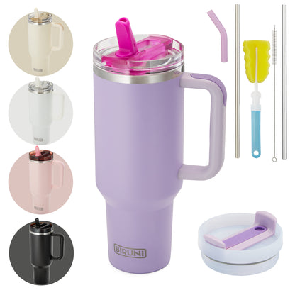 40 oz isolierter Becher mit Strohhalm und Deckel – doppelwandiger, vakuumisolierter Edelstahlbecher mit Deckel, Reisebecher, Becher, Thermobecher, Kaffeebecher für heiße und kalte Getränke