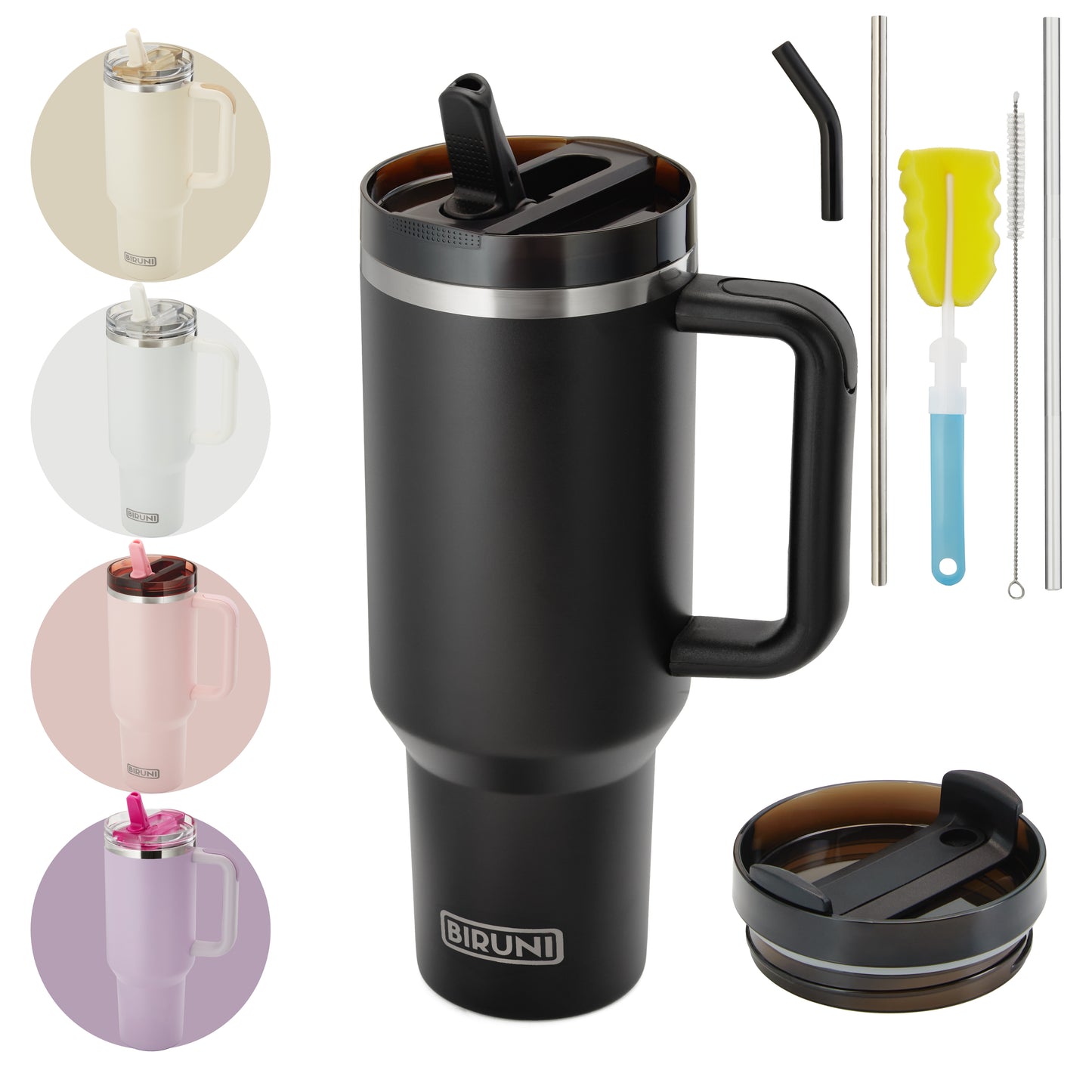 40 oz isolierter Becher mit Strohhalm und Deckel – doppelwandiger, vakuumisolierter Edelstahlbecher mit Deckel, Reisebecher, Becher, Thermobecher, Kaffeebecher für heiße und kalte Getränke