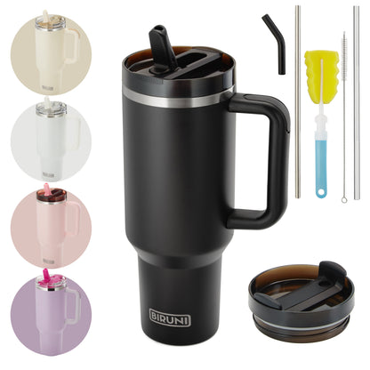 40 oz isolierter Becher mit Strohhalm und Deckel – doppelwandiger, vakuumisolierter Edelstahlbecher mit Deckel, Reisebecher, Becher, Thermobecher, Kaffeebecher für heiße und kalte Getränke