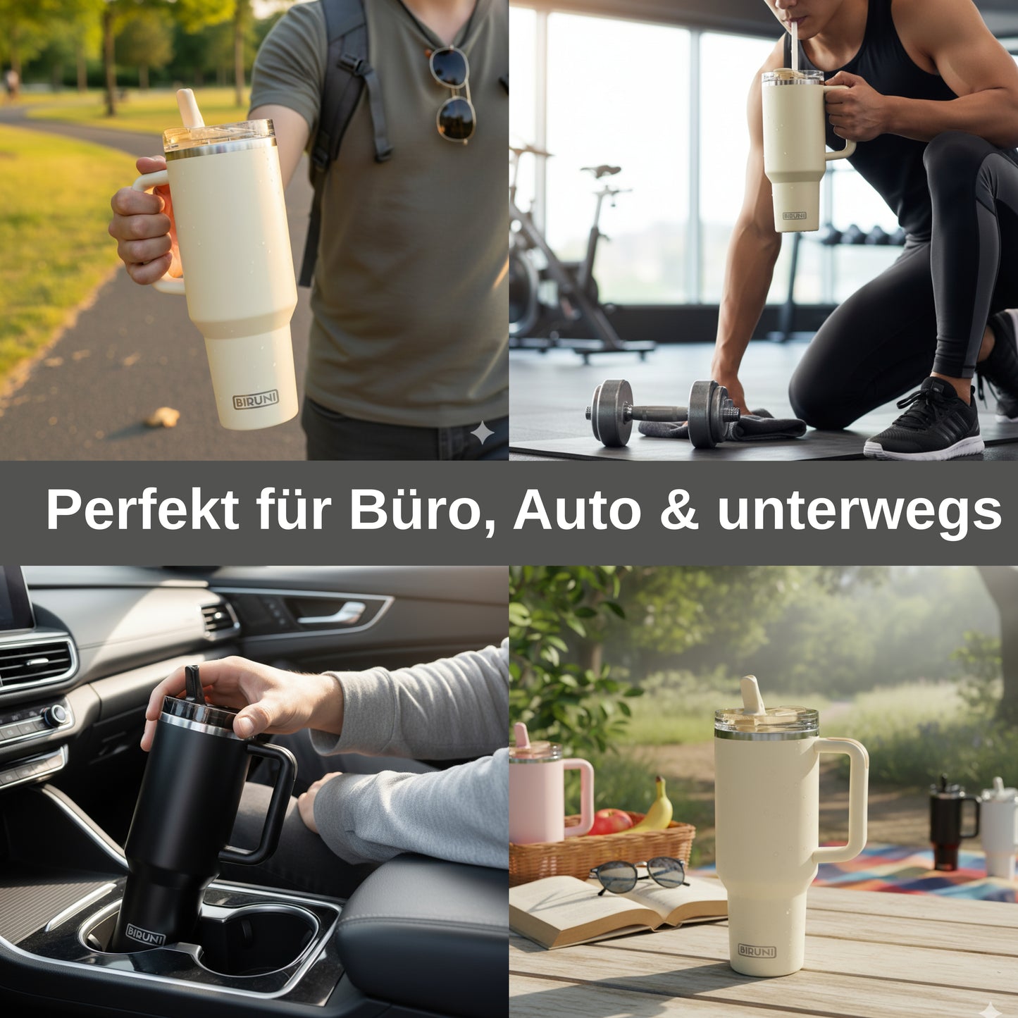 40 oz isolierter Becher mit Strohhalm und Deckel – doppelwandiger, vakuumisolierter Edelstahlbecher mit Deckel, Reisebecher, Becher, Thermobecher, Kaffeebecher für heiße und kalte Getränke