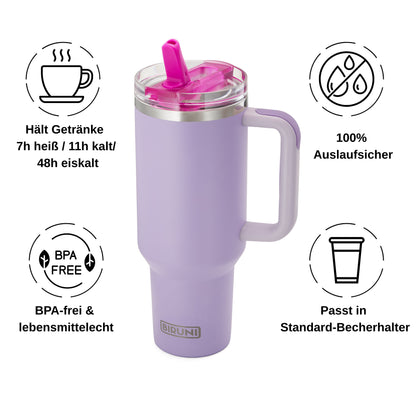 40 oz isolierter Becher mit Strohhalm und Deckel – doppelwandiger, vakuumisolierter Edelstahlbecher mit Deckel, Reisebecher, Becher, Thermobecher, Kaffeebecher für heiße und kalte Getränke