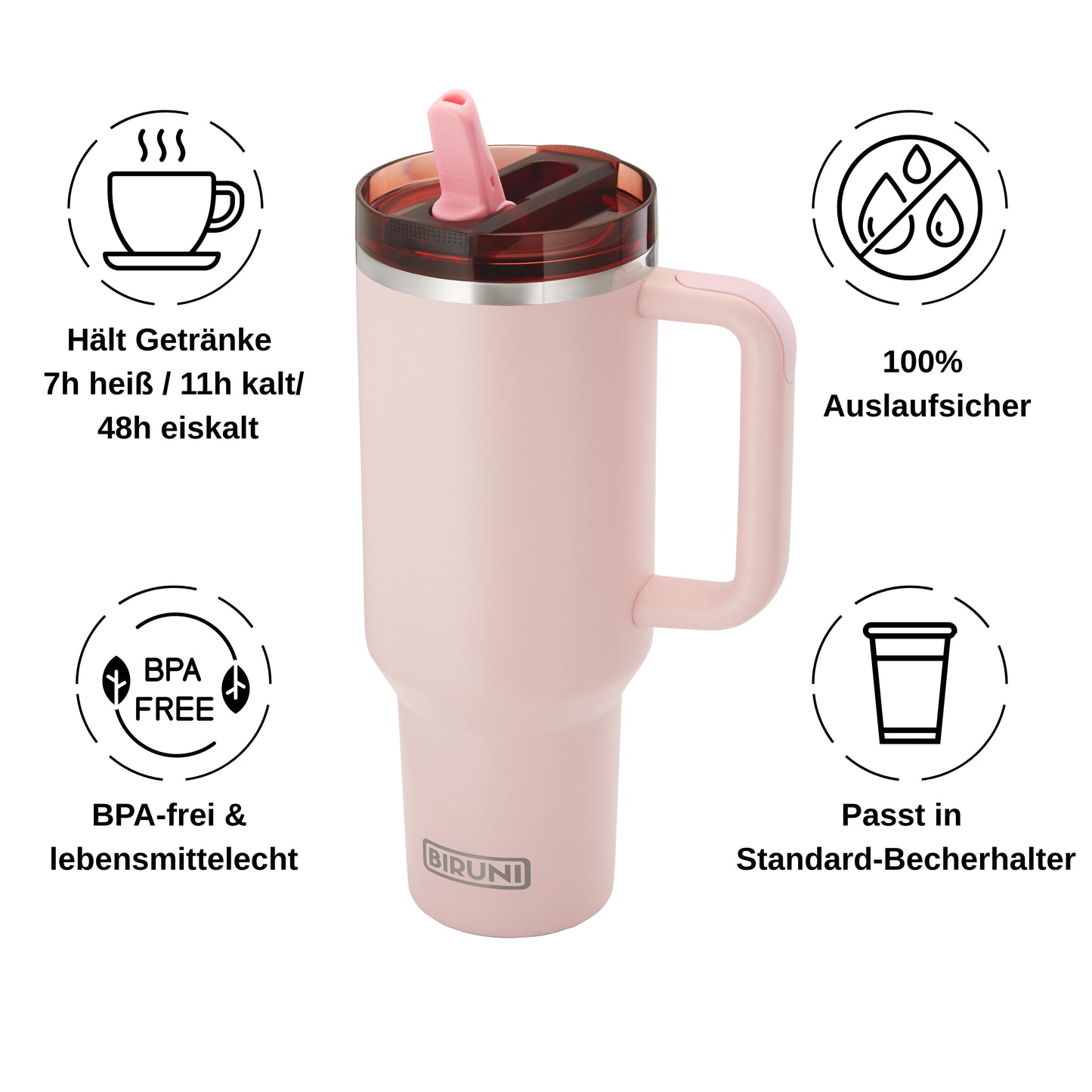 40 oz isolierter Becher mit Strohhalm und Deckel – doppelwandiger, vakuumisolierter Edelstahlbecher mit Deckel, Reisebecher, Becher, Thermobecher, Kaffeebecher für heiße und kalte Getränke