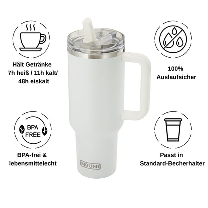 40 oz isolierter Becher mit Strohhalm und Deckel – doppelwandiger, vakuumisolierter Edelstahlbecher mit Deckel, Reisebecher, Becher, Thermobecher, Kaffeebecher für heiße und kalte Getränke
