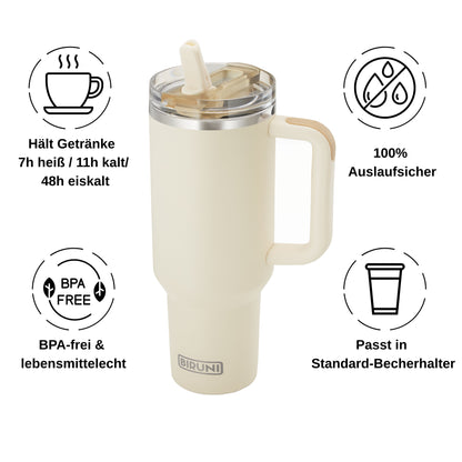 40 oz isolierter Becher mit Strohhalm und Deckel – doppelwandiger, vakuumisolierter Edelstahlbecher mit Deckel, Reisebecher, Becher, Thermobecher, Kaffeebecher für heiße und kalte Getränke