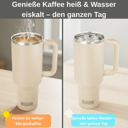 40 oz isolierter Becher mit Strohhalm und Deckel – doppelwandiger, vakuumisolierter Edelstahlbecher mit Deckel, Reisebecher, Becher, Thermobecher, Kaffeebecher für heiße und kalte Getränke