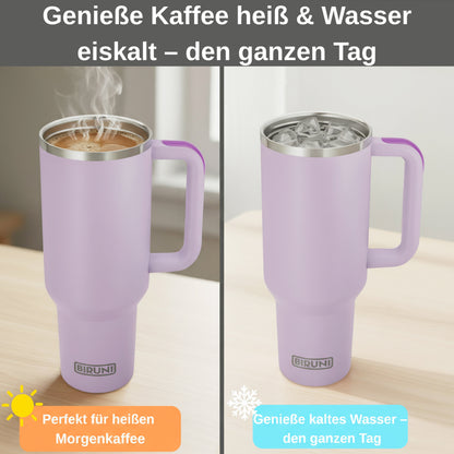 40 oz isolierter Becher mit Strohhalm und Deckel – doppelwandiger, vakuumisolierter Edelstahlbecher mit Deckel, Reisebecher, Becher, Thermobecher, Kaffeebecher für heiße und kalte Getränke