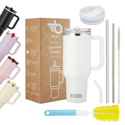40 oz isolierter Becher mit Strohhalm und Deckel – doppelwandiger, vakuumisolierter Edelstahlbecher mit Deckel, Reisebecher, Becher, Thermobecher, Kaffeebecher für heiße und kalte Getränke