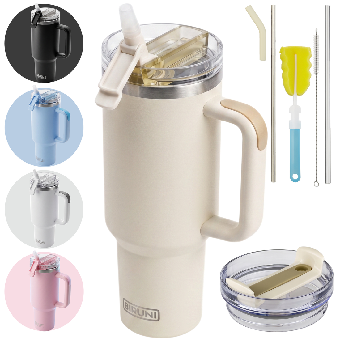 40 oz isolierter Becher mit Strohhalm und Deckel – doppelwandiger, vakuumisolierter Edelstahlbecher mit Deckel, Reisebecher, Becher, Thermobecher, Kaffeebecher für heiße und kalte Getränke