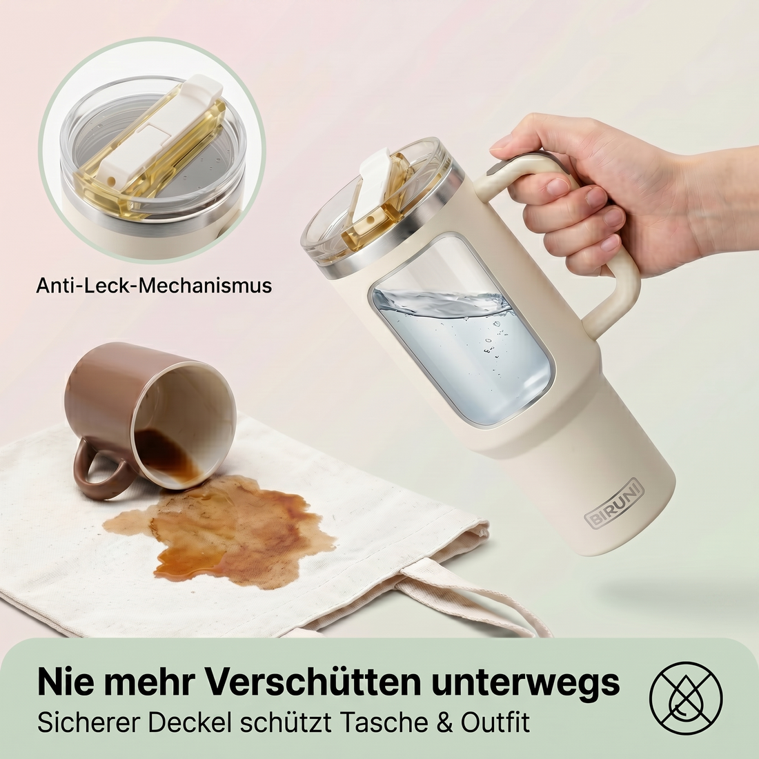 40 oz isolierter Becher mit Strohhalm und Deckel – doppelwandiger, vakuumisolierter Edelstahlbecher mit Deckel, Reisebecher, Becher, Thermobecher, Kaffeebecher für heiße und kalte Getränke