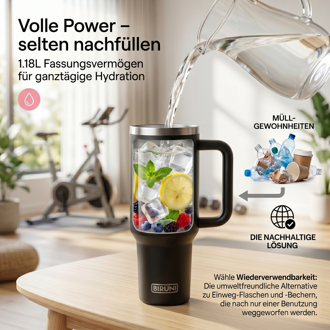 40 oz isolierter Becher mit Strohhalm und Deckel – doppelwandiger, vakuumisolierter Edelstahlbecher mit Deckel, Reisebecher, Becher, Thermobecher, Kaffeebecher für heiße und kalte Getränke