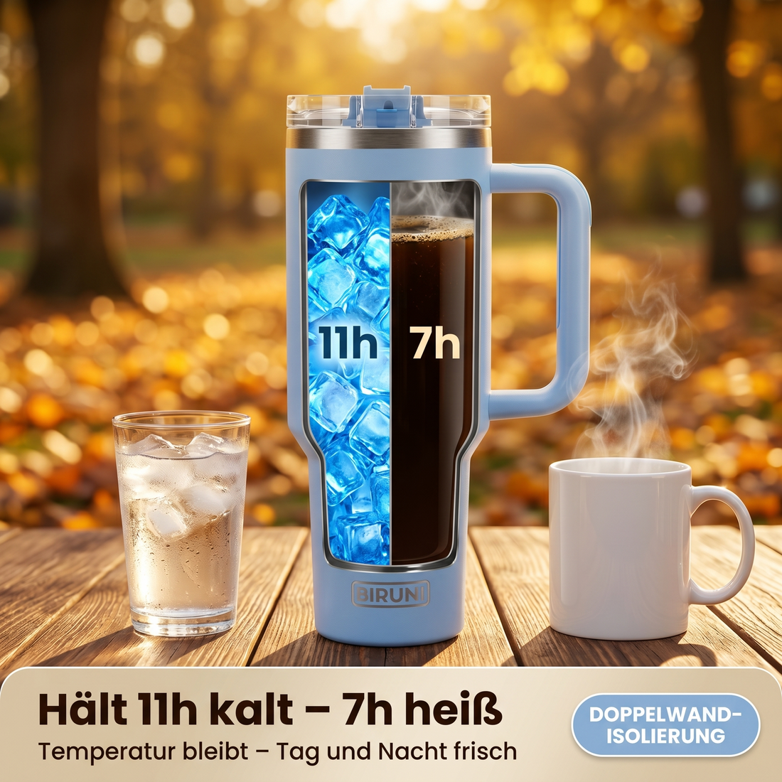 40 oz isolierter Becher mit Strohhalm und Deckel – doppelwandiger, vakuumisolierter Edelstahlbecher mit Deckel, Reisebecher, Becher, Thermobecher, Kaffeebecher für heiße und kalte Getränke