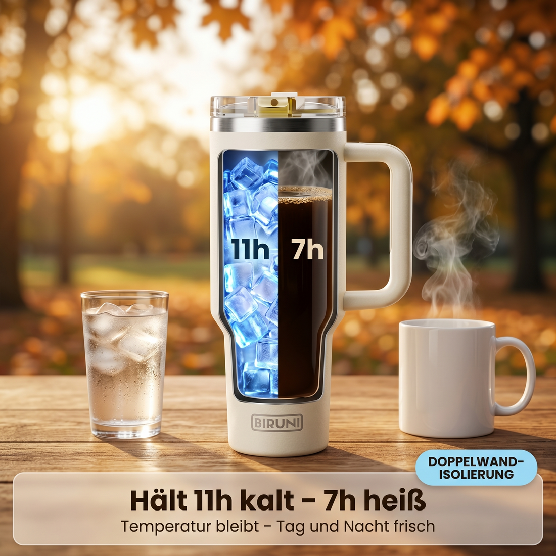 40 oz isolierter Becher mit Strohhalm und Deckel – doppelwandiger, vakuumisolierter Edelstahlbecher mit Deckel, Reisebecher, Becher, Thermobecher, Kaffeebecher für heiße und kalte Getränke