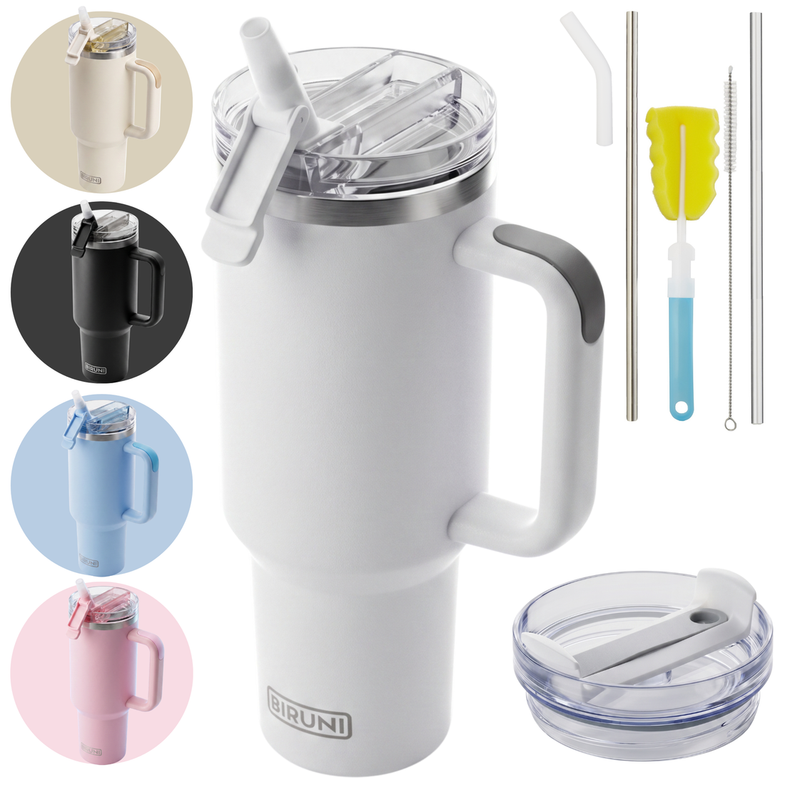 40 oz isolierter Becher mit Strohhalm und Deckel – doppelwandiger, vakuumisolierter Edelstahlbecher mit Deckel, Reisebecher, Becher, Thermobecher, Kaffeebecher für heiße und kalte Getränke